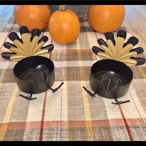 Set of 2 Sitting Turkey Candle Holders